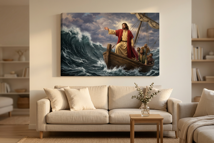 Be Still: Jesus Calms the Storm Christian Wall Art Canvas