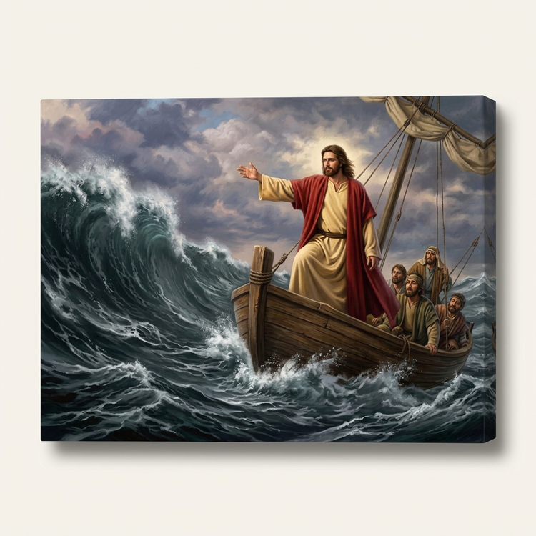 Be Still: Jesus Calms the Storm Christian Wall Art Canvas