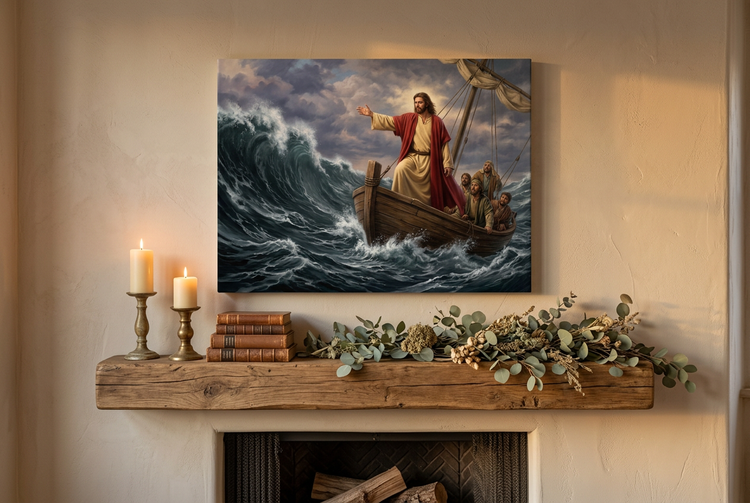 Be Still: Jesus Calms the Storm Christian Wall Art Canvas