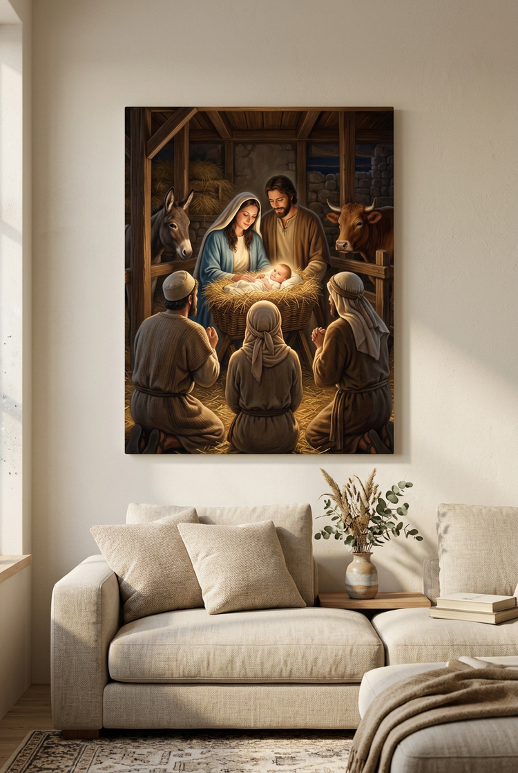 Nativity Scene Canvas Wall Art