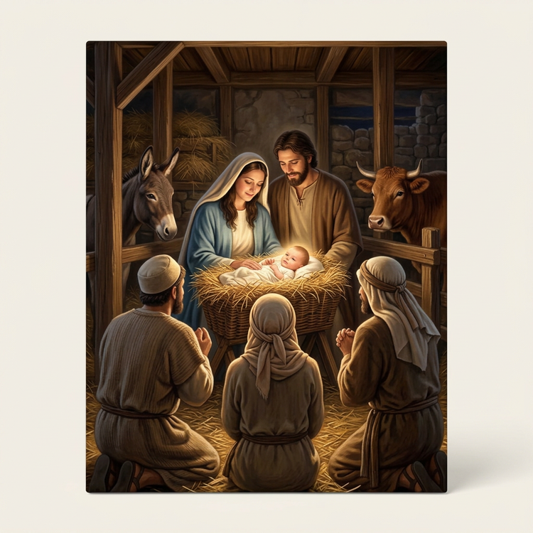 Nativity Scene Canvas Wall Art