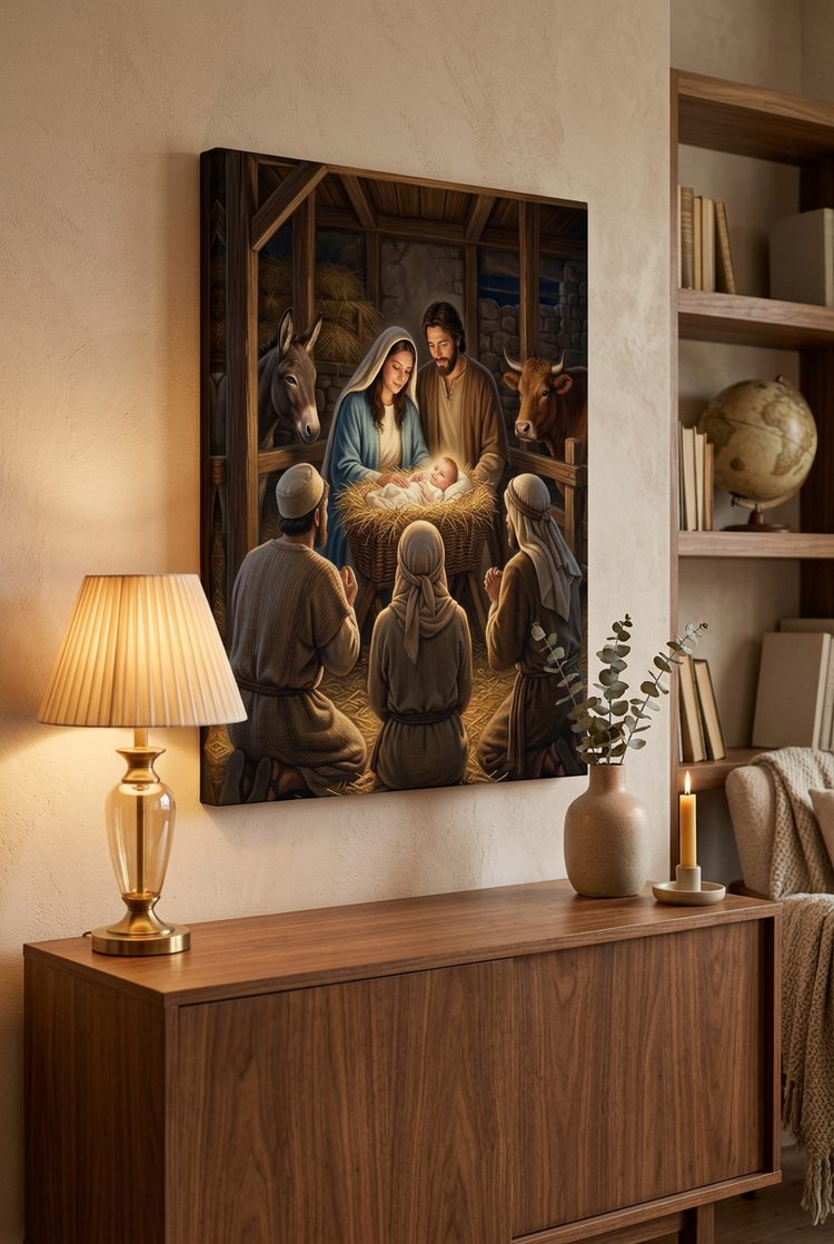Nativity Scene Canvas Wall Art